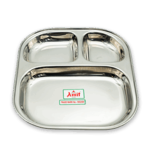 Stainless Steel 3-Compartment Thali Plate