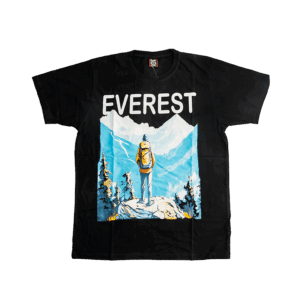 Everest Black T-Shirt – Nepali Mountain Design | 100% Cotton