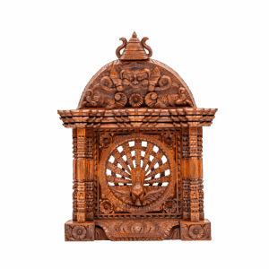 Handcrafted Peacock Wooden Window – Nepali Art & Architecture | 37cmx26cm