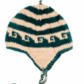 Woollen Hat – Cream & Green Earflap