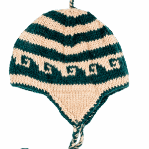 Woollen Hat – Cream & Green Earflap