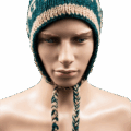 Woollen Hat – Cream & Green Earflap